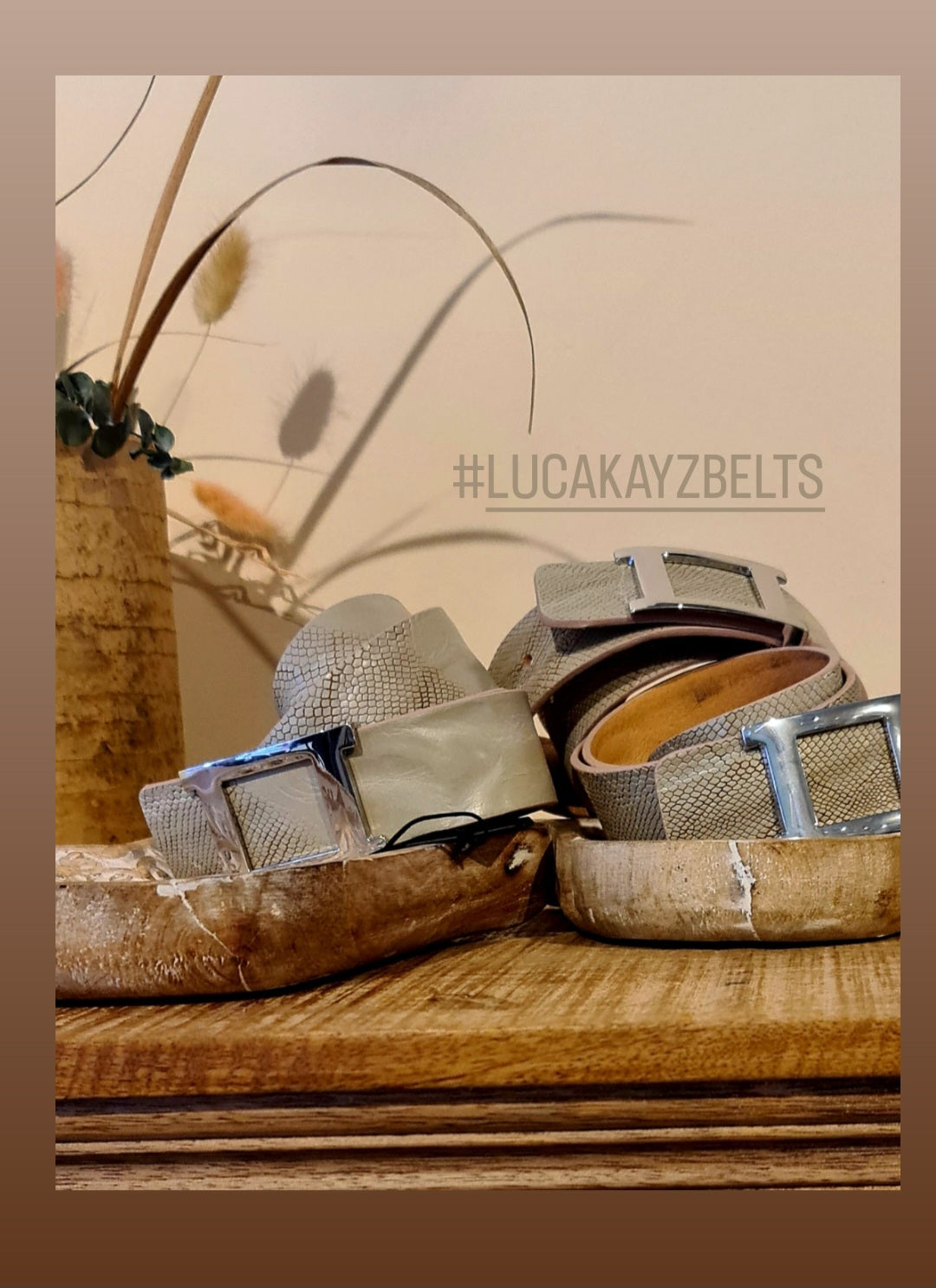 Luca Kayz - Ledergürtel beige silver